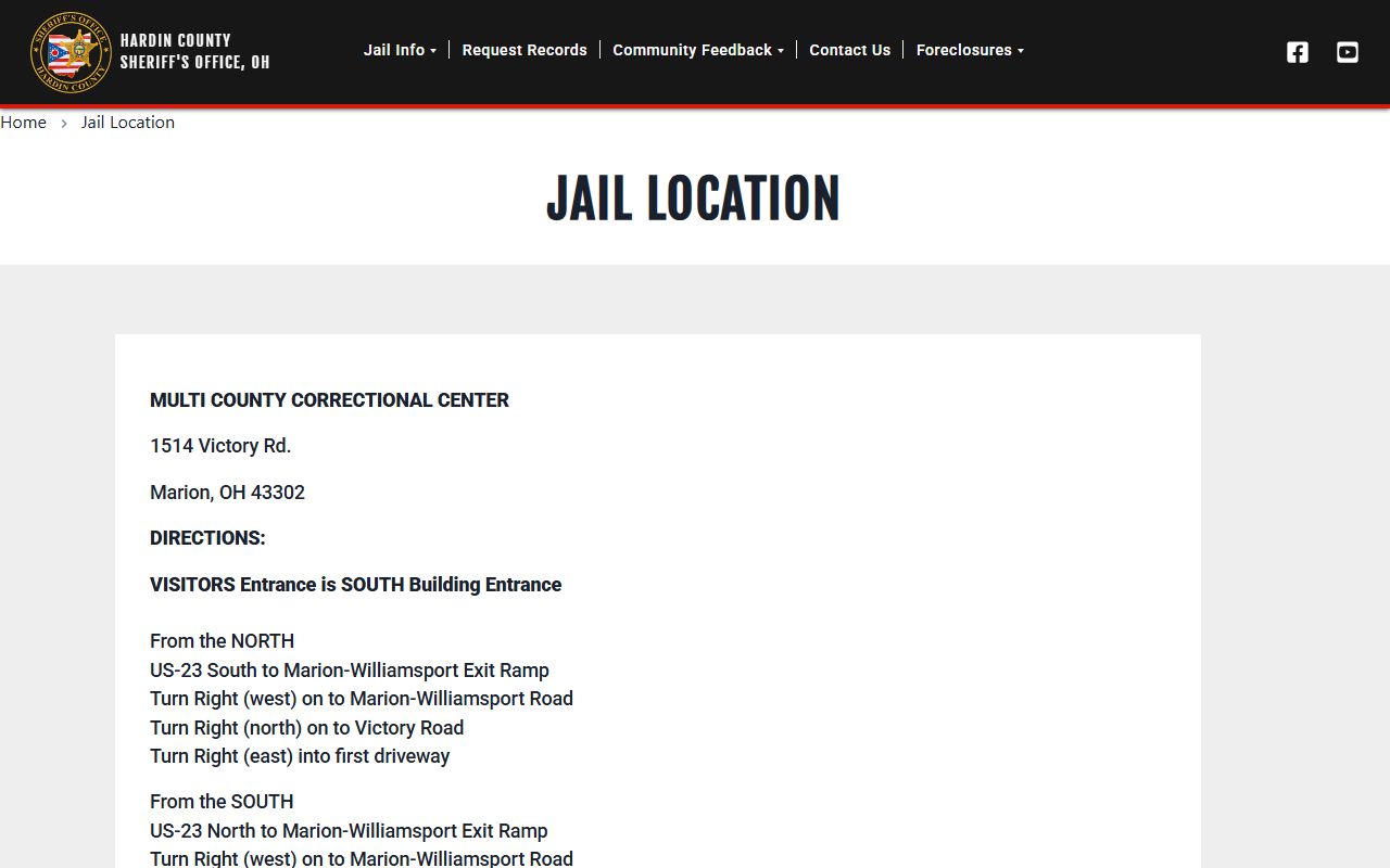 Multi-County Correctional Center Hardin County jail location